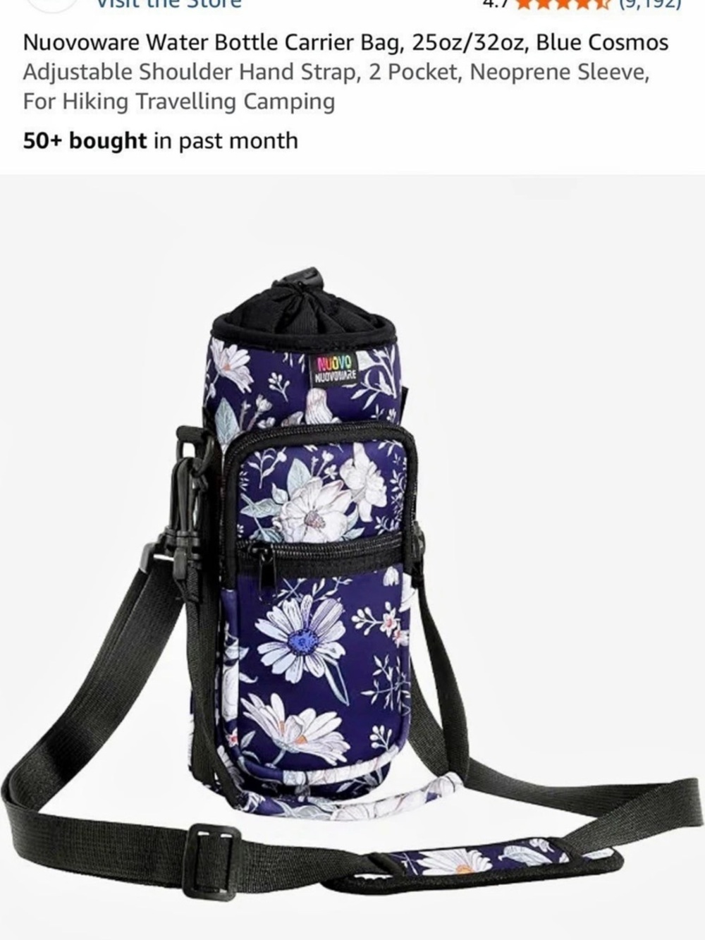 Nuovoware Water Bottle Carrier Bag Floral Water Bottle Carrier in Blue